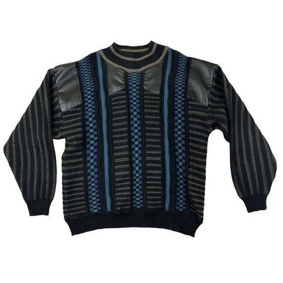 VTG Anchor Blue Men Blue Striped Crew Neck Long‎ Sleeve Pullover Sweater Sz XL - Picture 1 of 6